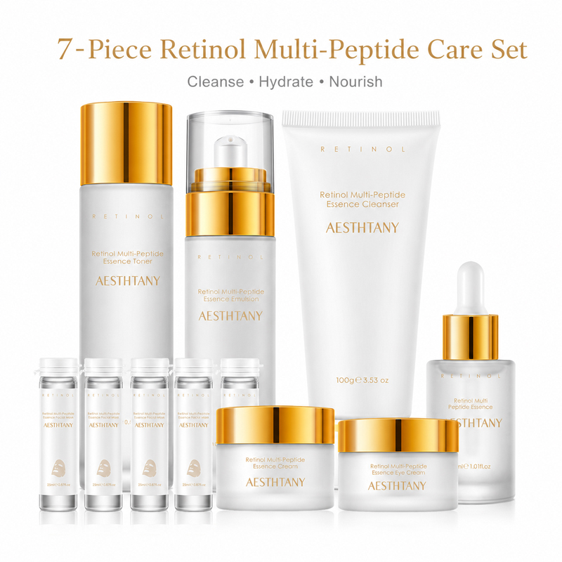 Skincare Omg - 7点セット レチノール マルチペプチド スキンケアセット 保湿フェイシャルケアギフトボックス 化粧水