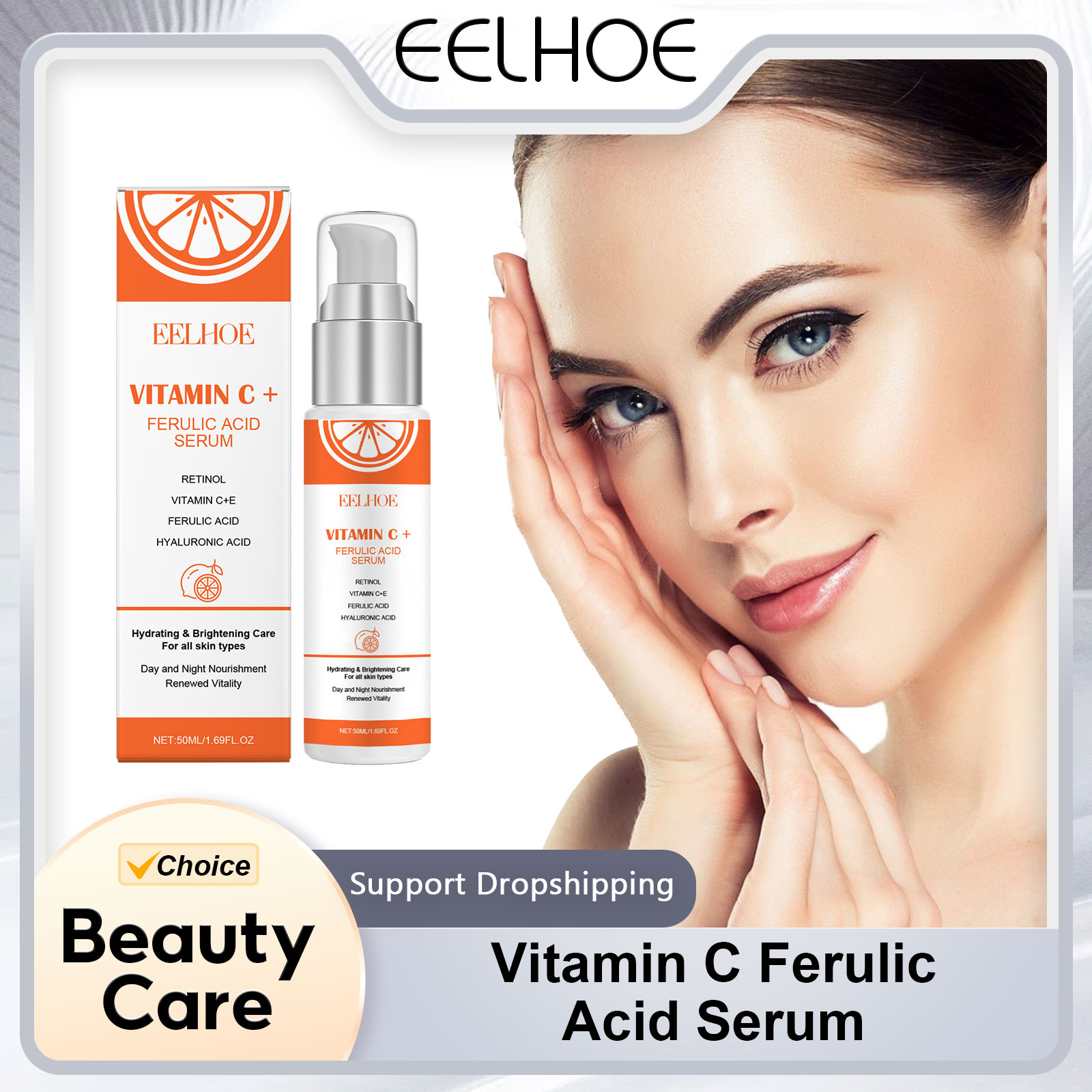 Ferulic Acid Serum - Eelhoe-ビタミンCとe-フェルラ酸保湿血清,毛穴の縮小,美しい肌の輝き,レチノール,50ml